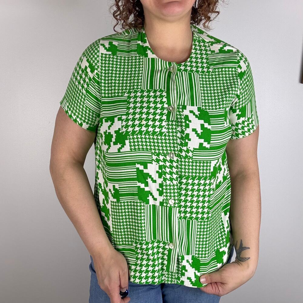 VINTAGE 70S LANE BRYANT SHORT SLEEVE SHIRT SIZE XL